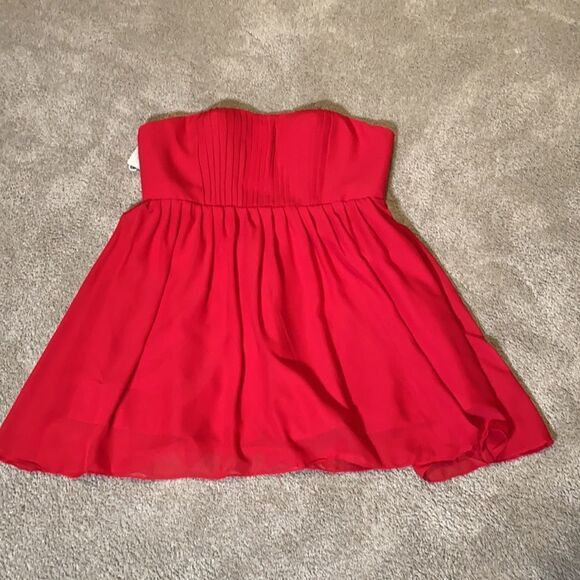 Women’s Burgundy Short Strapless Chiffon Party Prom Dress XXL NWT - Picture 5 of 9